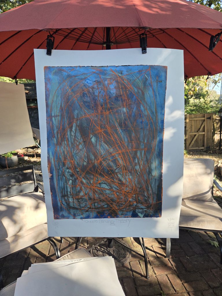 Cheeto Strung Theory Gel Plate Print George Hancock Printmaker Memphis Tennessee