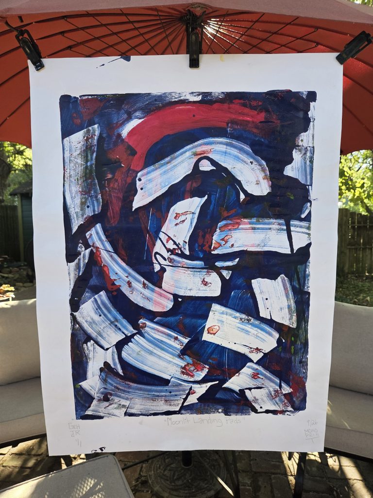 Moonlit Landing Pads printmaker printmaking artist George Hancock October 17 art show piece Memphis Tennessee B Side