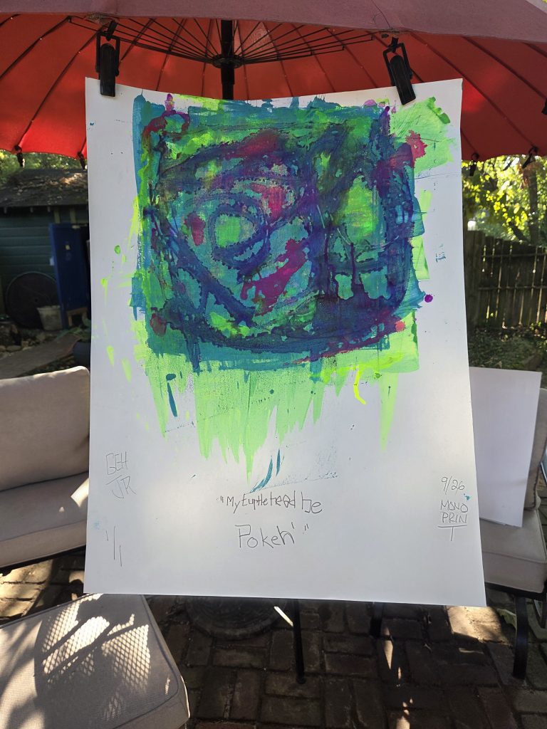 My Turtle Head Be Poken printmaker printmaking artist George Hancock October 17 art show piece Memphis Tennessee B Side