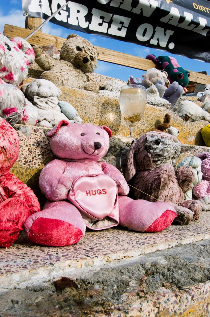 Toys After Katrina New Orleans October 2006 In Lower Garden District Photographer George Hancock hugs pink bear