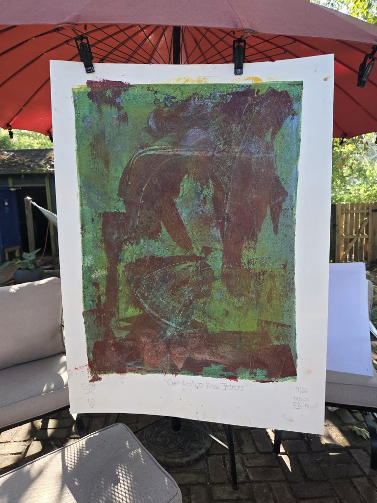 Over Active Knee Jitters printmaker printmaking artist George Hancock October 17 art show piece Memphis Tennesse B Side