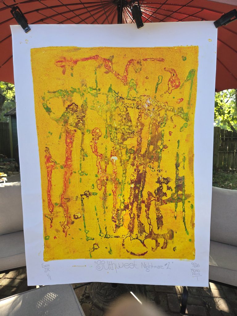 Southwest Nightmare 2 printmaker printmaking artist George Hancock October 17 art show piece Memphis Tennesse B Side