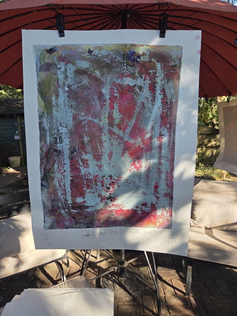 Stubbed Toe Community Pool Gel Plate Print George Hancock Printmaker Memphis Tennessee