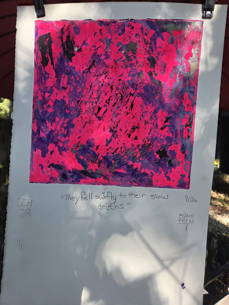They Fell Swiftly To Their Slow Deaths Gel Plate Print George Hancock Printmaker Memphis Tennessee