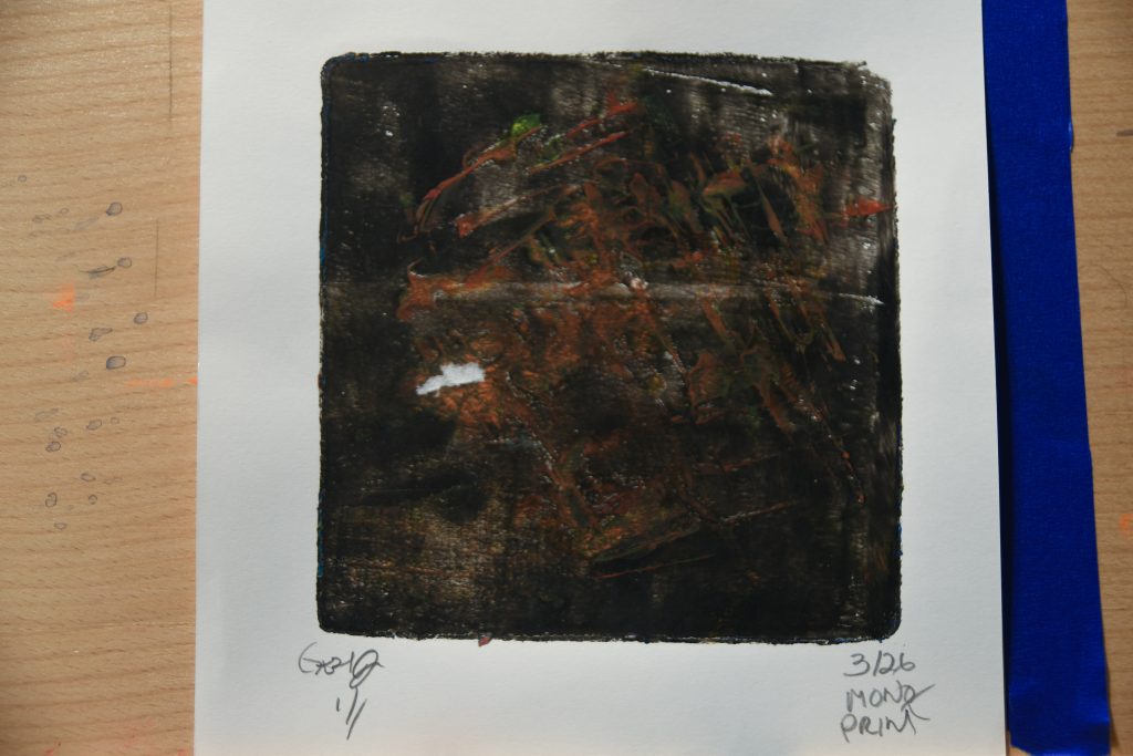 Gel Plate Print Artist George Hancock Black Red