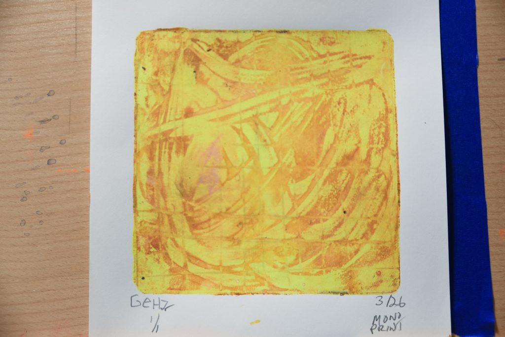 Gel Plate Print Artist George Hancock Orange