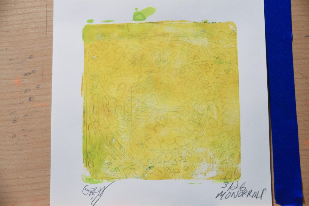 Gel Plate Print Artist George Hancock Yellow Green