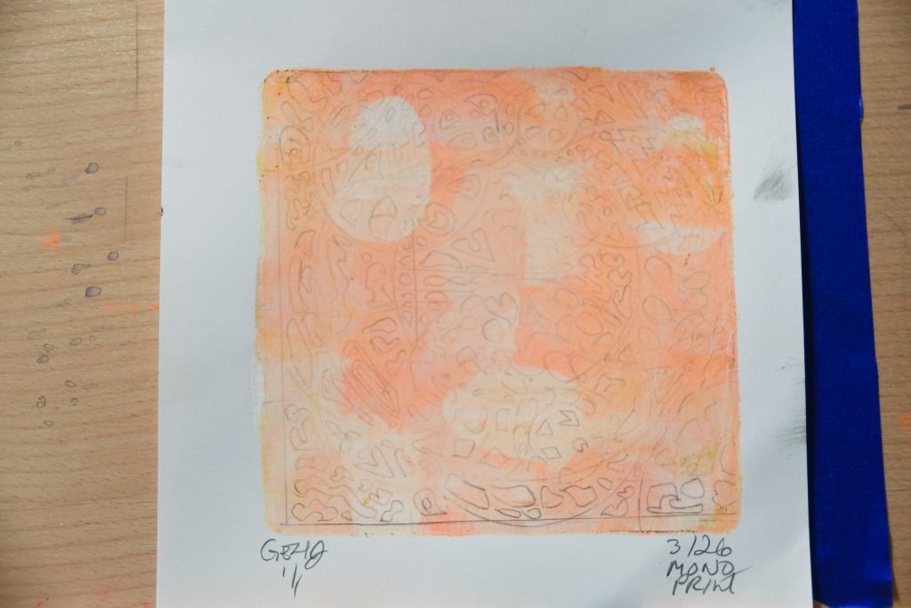 Gel Plate Print Artist George Hancock Peach White