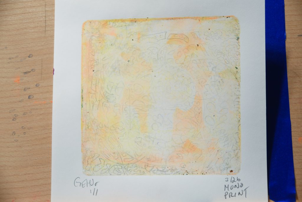 Gel Plate Print Artist George Hancock Orange White