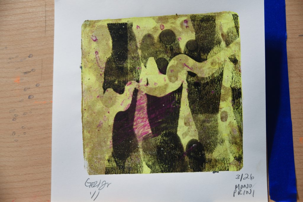 Gel Plate Print Artist George Hancock Yellow Black Red