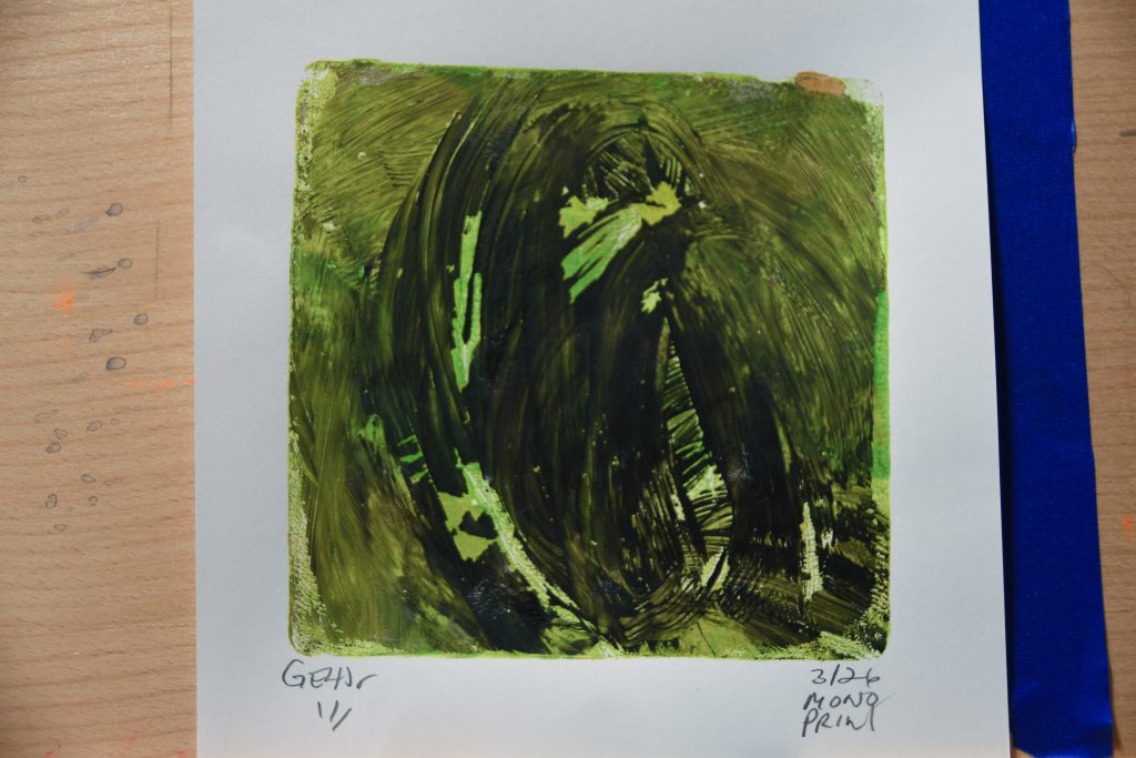 Gel Plate Print Artist George Hancock Black Green