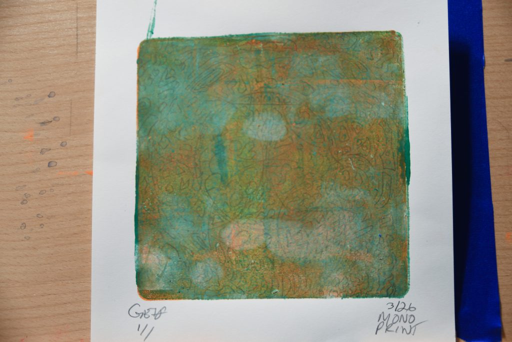 Gel Plate Print Artist George Hancock Blue Gold