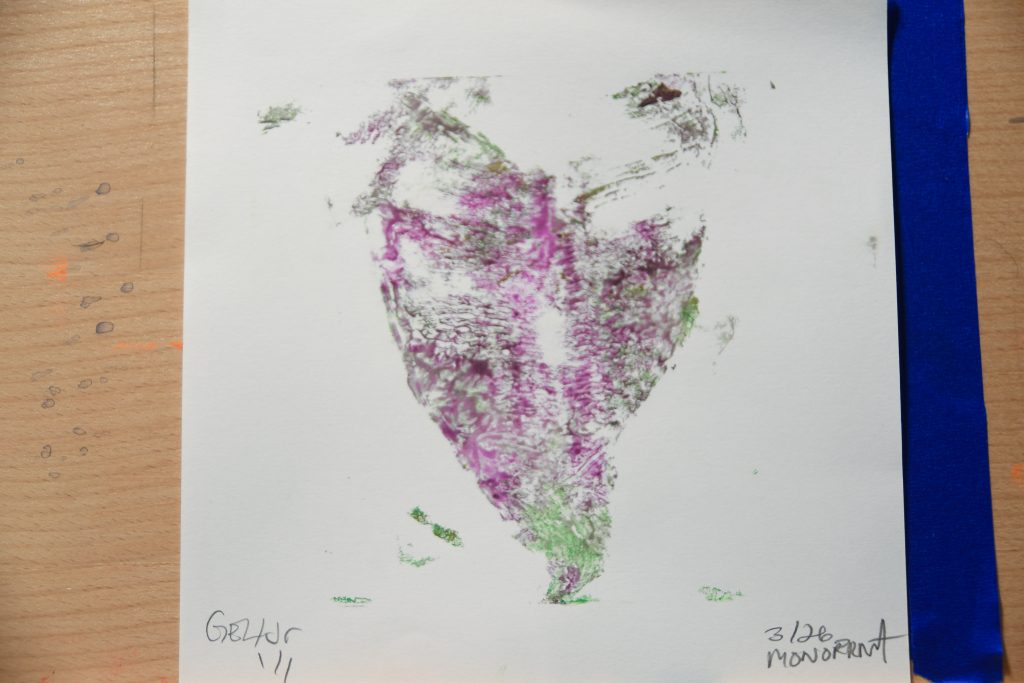 Gel Plate Print Artist George Hancock Purple White Green