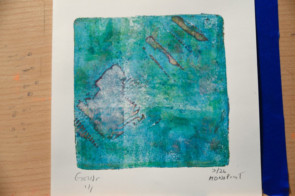 Gel Plate Print Artist George Hancock Blue Brown