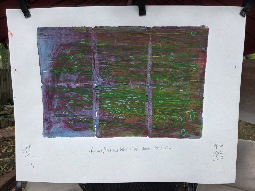 Actual Factual Mississippi Wooder Stains George Hancock Printmaker Printer Gel Plate Printing Fine Art Memphis Tennessee