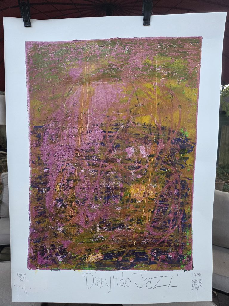 Diarylide Jazz Gel Plate Print George Hancock Memphis Tennessee Fine Art Printmaker Printmaking Monotype Monoprint