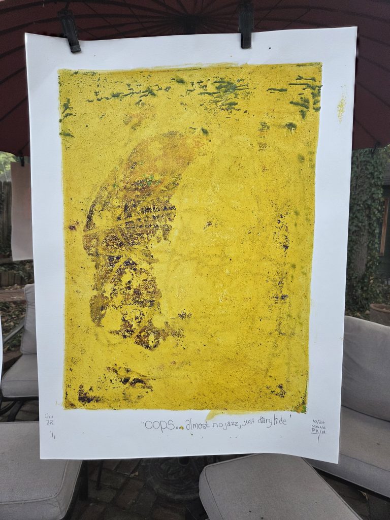 Oops Almost No Jazz Just Diarylide Gel Plate Print George Hancock Memphis Tennessee Fine Art Printmaker Printmaking Monotype Monoprint