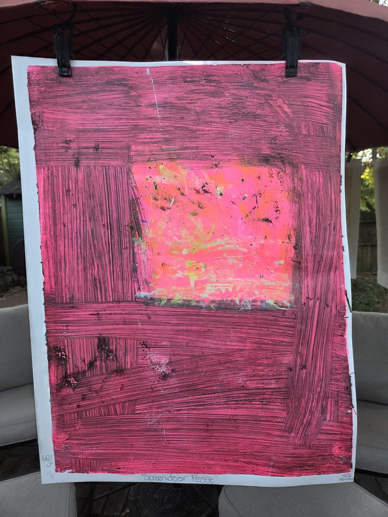 Screendoor Feast Gel Plate Print George Hancock Memphis Tennessee Fine Art Printmaker Printmaking Monotype Monoprint
