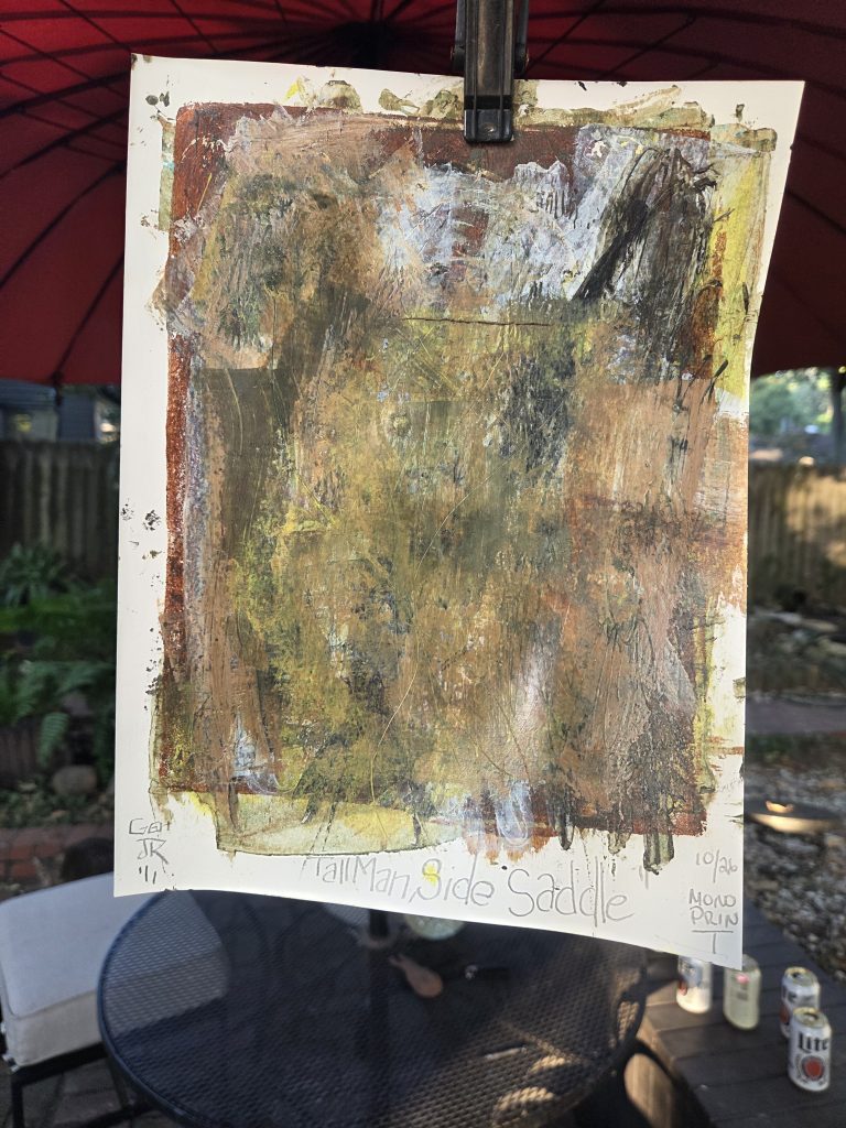Tall Man Side Saddle George Hancock Gel Plate Printer Printmaker Memphis Tennessee Fine Art